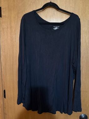 Lane Bryant Black Long Sleeve Scoop Neck Tee